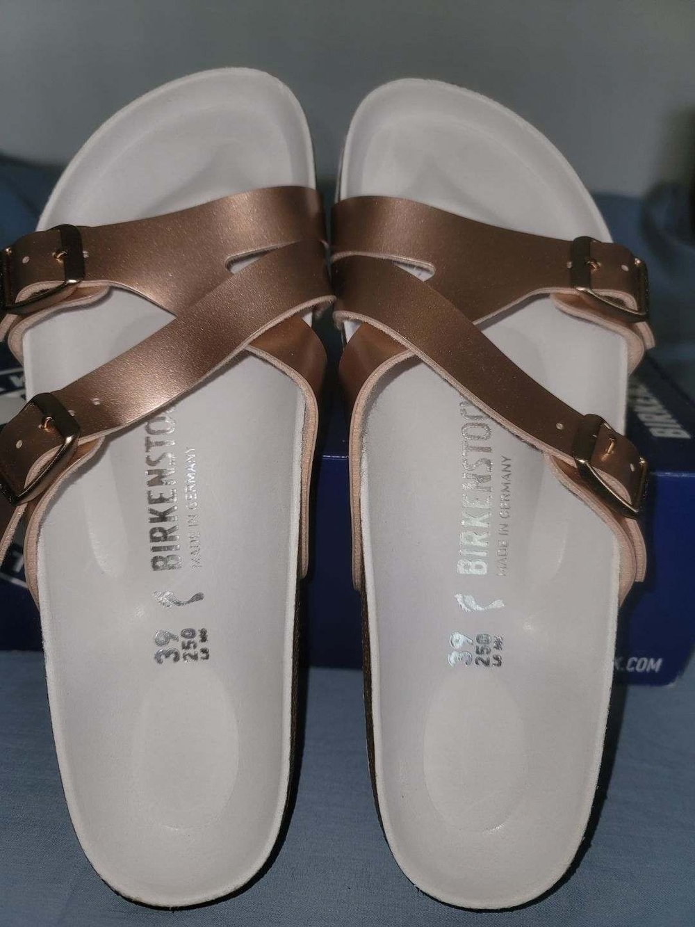 Birkenstock Women’s Rose Gold Madrid-Style Slide Sandals